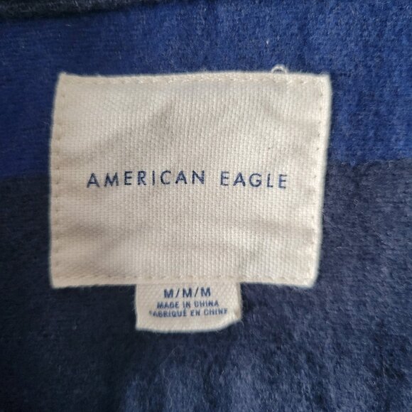 American Eagle Shacket Thick Shirt Jacket, Men’s M, Blue/Black Stripe, Heavy EUC - Picture 5 of 8